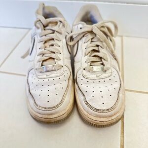 Worn Nike Air Force 1s Grey Bottoms
